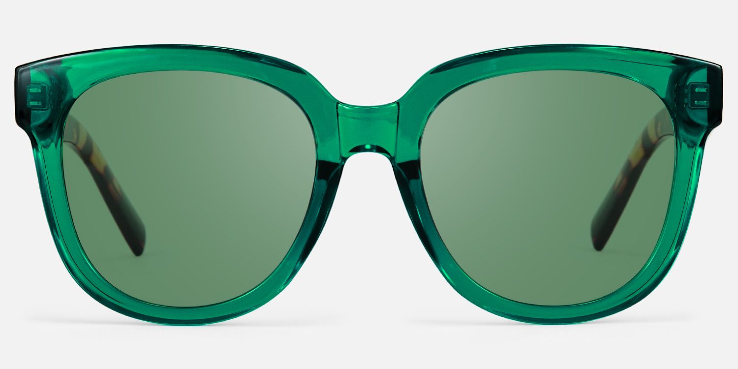 Vernetta - Green Tortoise Transparent Shades by Vooglam - Angle View