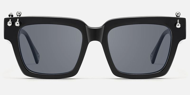 PIERCE - Sleek Square Black Sunglasses by Vooglam