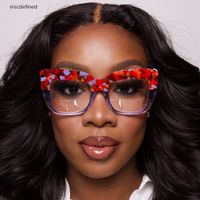 Rosaura - Square Purple Floral Eyeglasses - 9