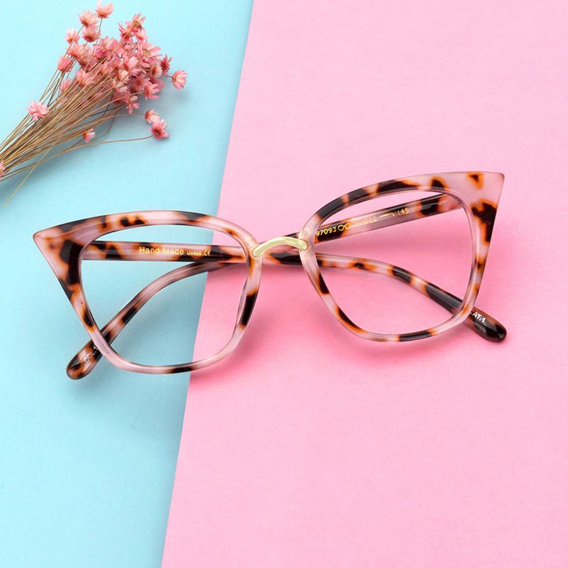 Tacita - Cat Eye Pink Tortoise Eyeglasses | Vooglam On Model
