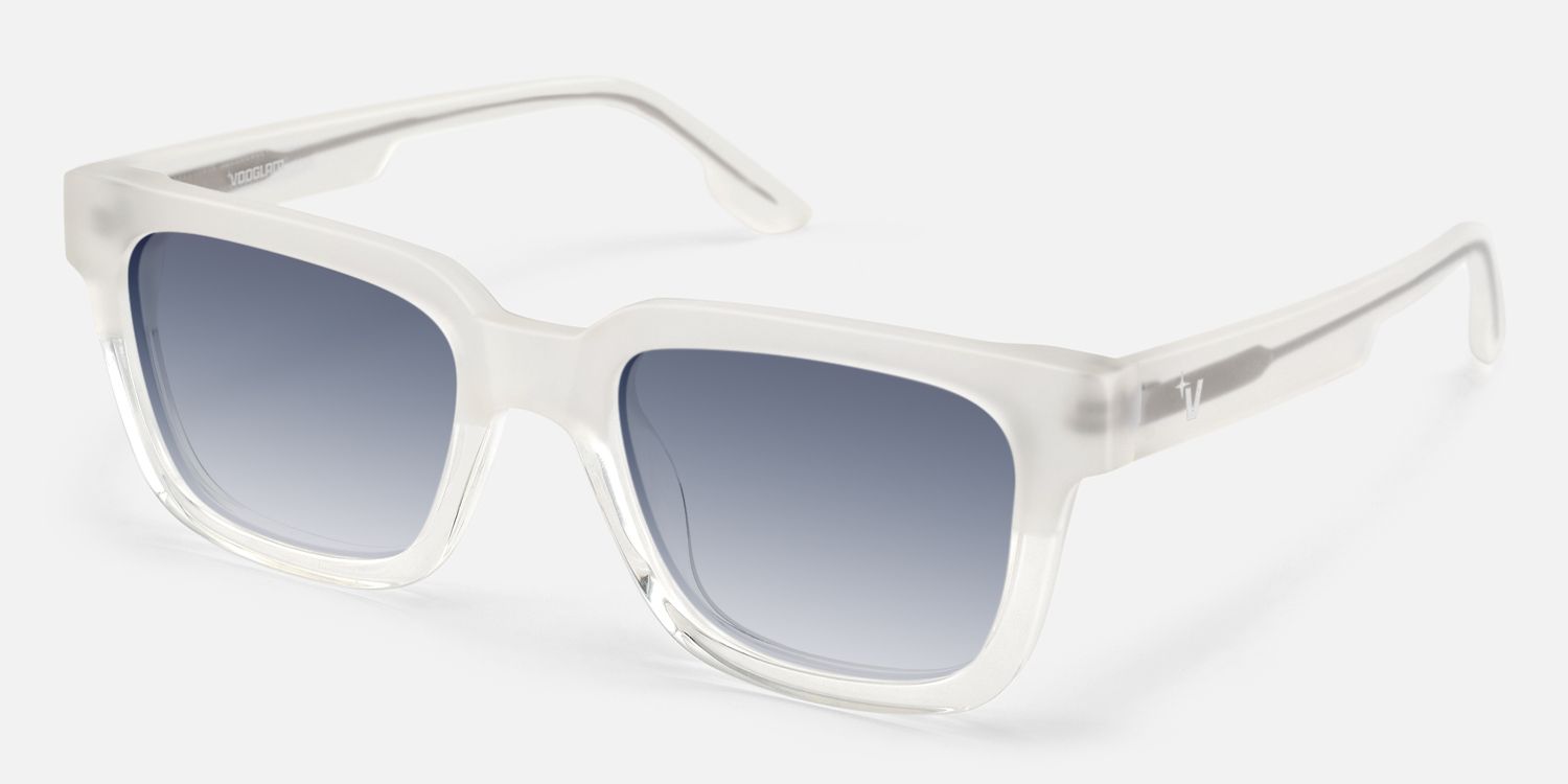 Strobe - Transparent Rectangle Sunglasses by Vooglam - Front View