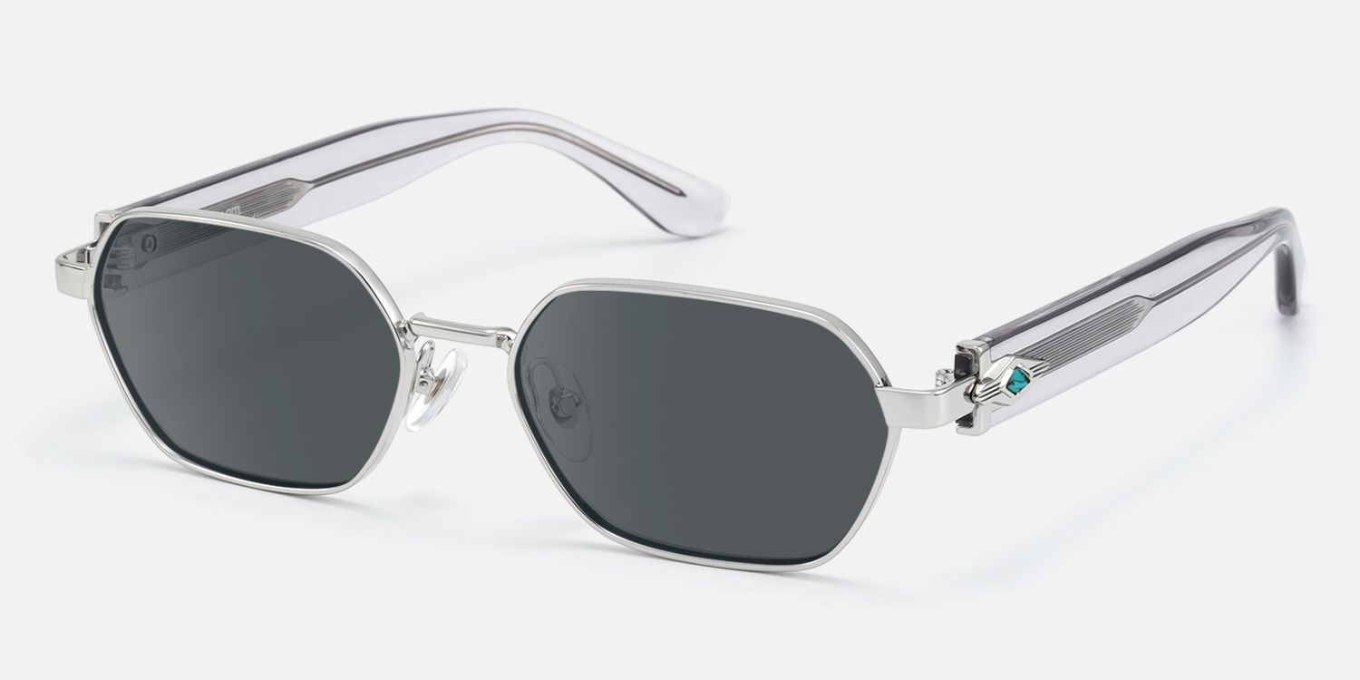 Orion - Gray Lens Mixed Material Sunglasses by Vooglam - Front View