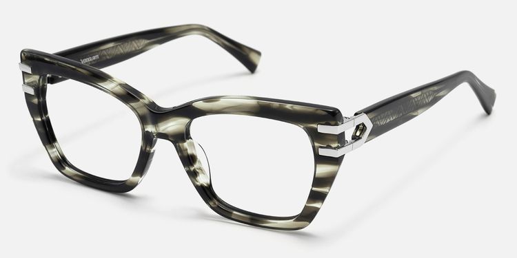 Warrior-Gray Striped Horn Unique Butterfly Glasses by Vooglam