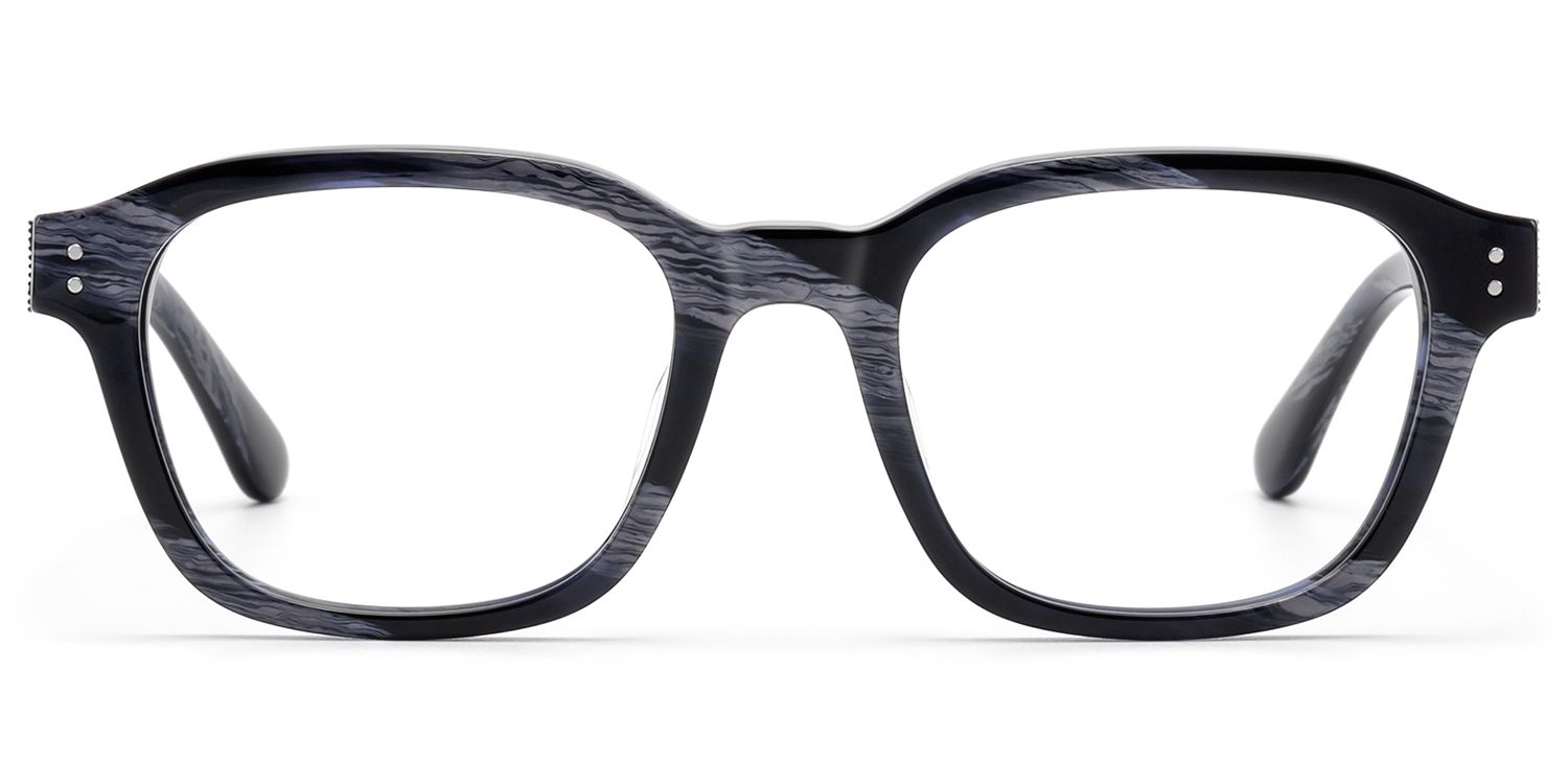 Rainier - Dark Blue Horn Zipper Square Glasses by Vooglam Product Details 1