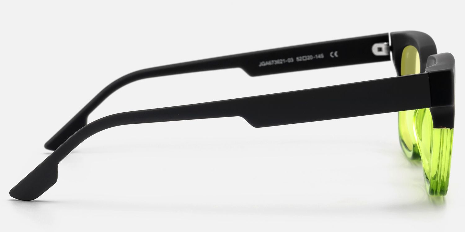 Strobe - Yellow Tint Lime Green Rave Sunglasses by Vooglam - Side View