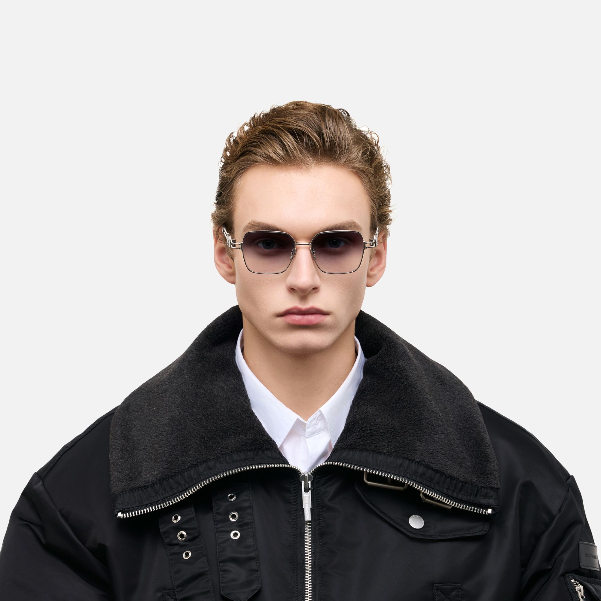 The Architect - Silver Carabiner Brown Sunglasses by Vooglam - Lifestyle Look