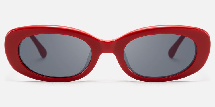 SHHHH~ - Red Checkered Oval Acetate Sunglasses by Vooglam