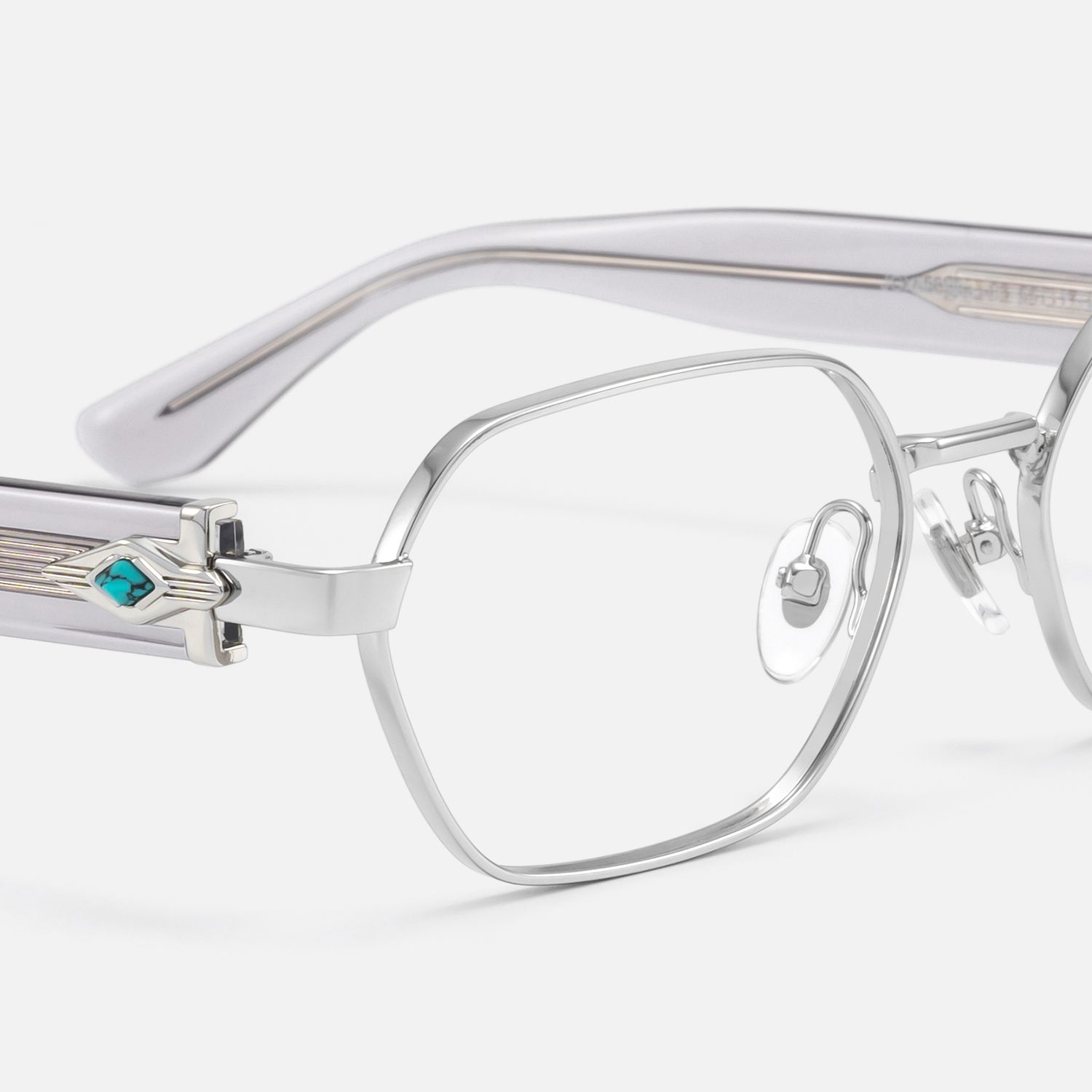 Orion - Silver & Clear Geometric Glasses by Vooglam - Design Details