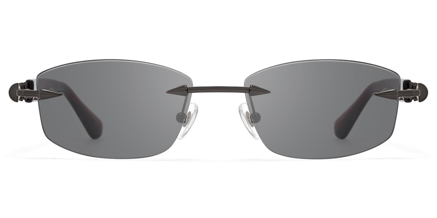 Fracture - Dark Gray Tint Rimless Sunglasses by Vooglam Product Details 1