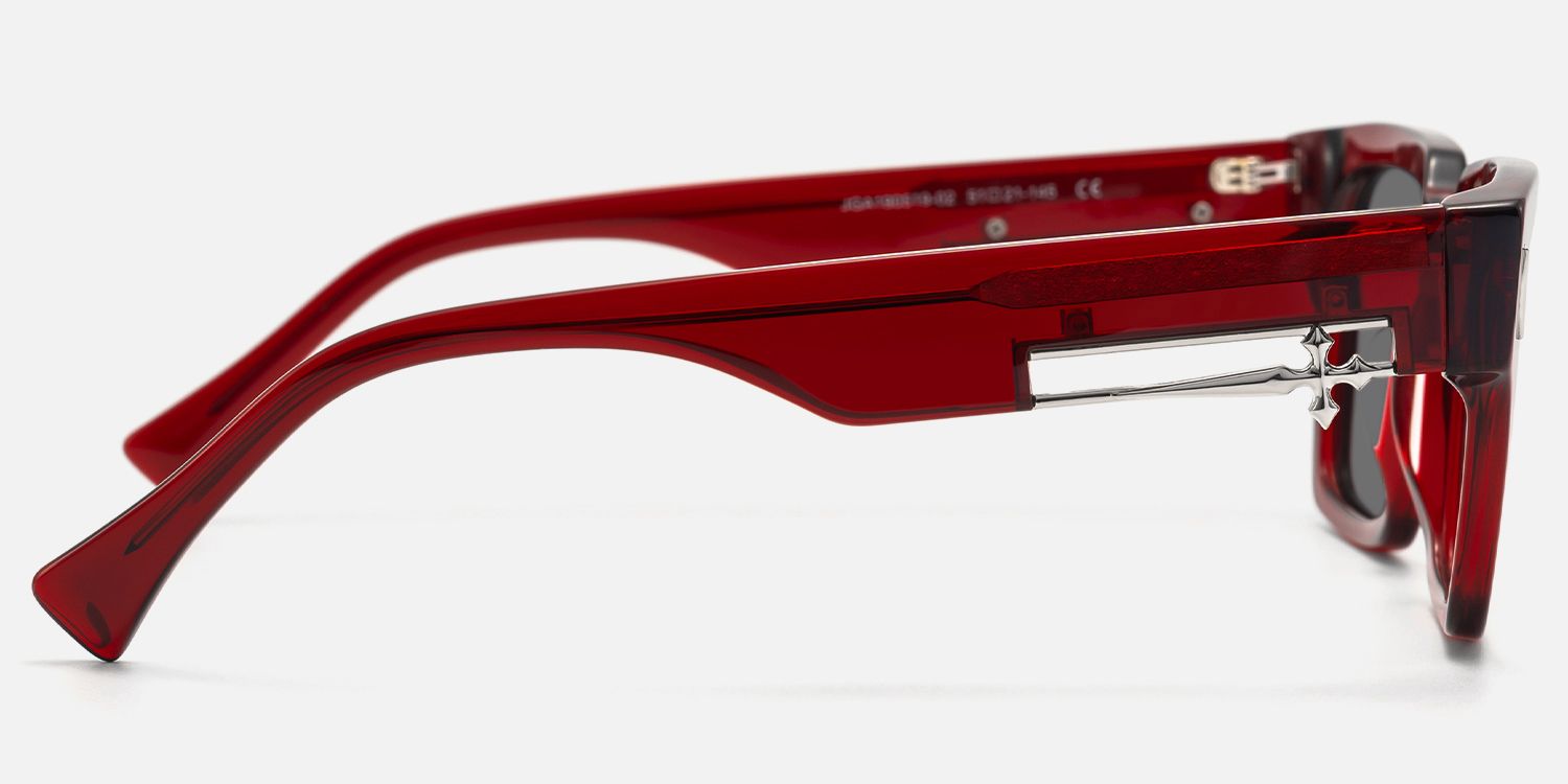 Stiletto - Red Sword Rectangle Sunglasses by Vooglam - Side View