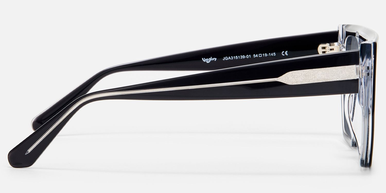 Inerney - Browline Black Aviator Sunglasses by Vooglam - Side View