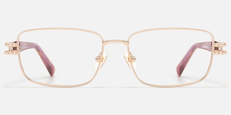 Veyra - Pink Gold Studded Glasses by Vooglam