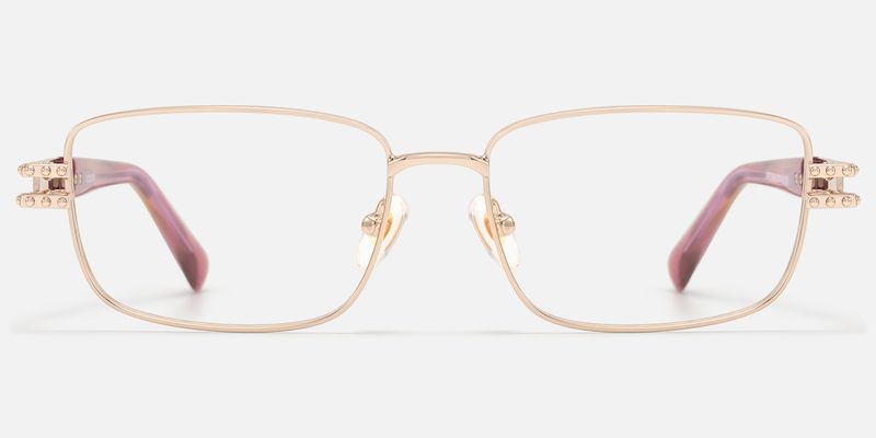 Veyra - Pink Gold Studded Glasses by Vooglam