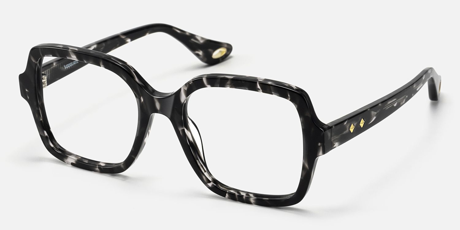 Meridian - Statement Square Black Eyeglasses by Vooglam - Front View
