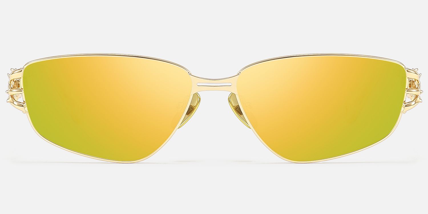 Spine - Gold Metal Thorn Deco Gradient Sunglasses by Vooglam - Angle View
