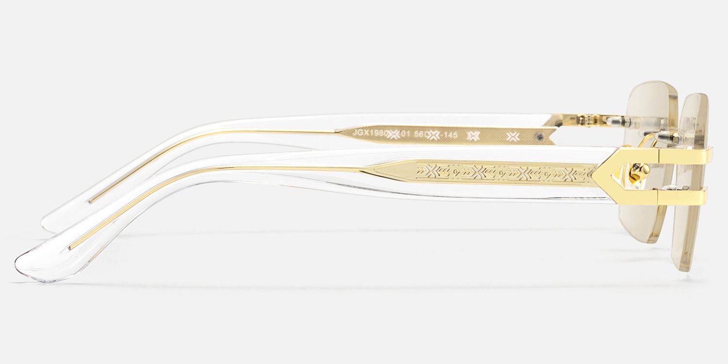 Aurum - Black Rimless Rectangle Glasses by Vooglam - Side View