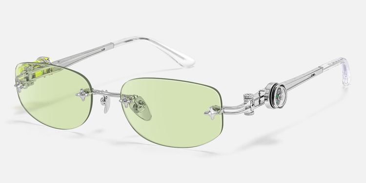 The Utilitarian - Asymmetric Green Tint Sunglasses by Vooglam