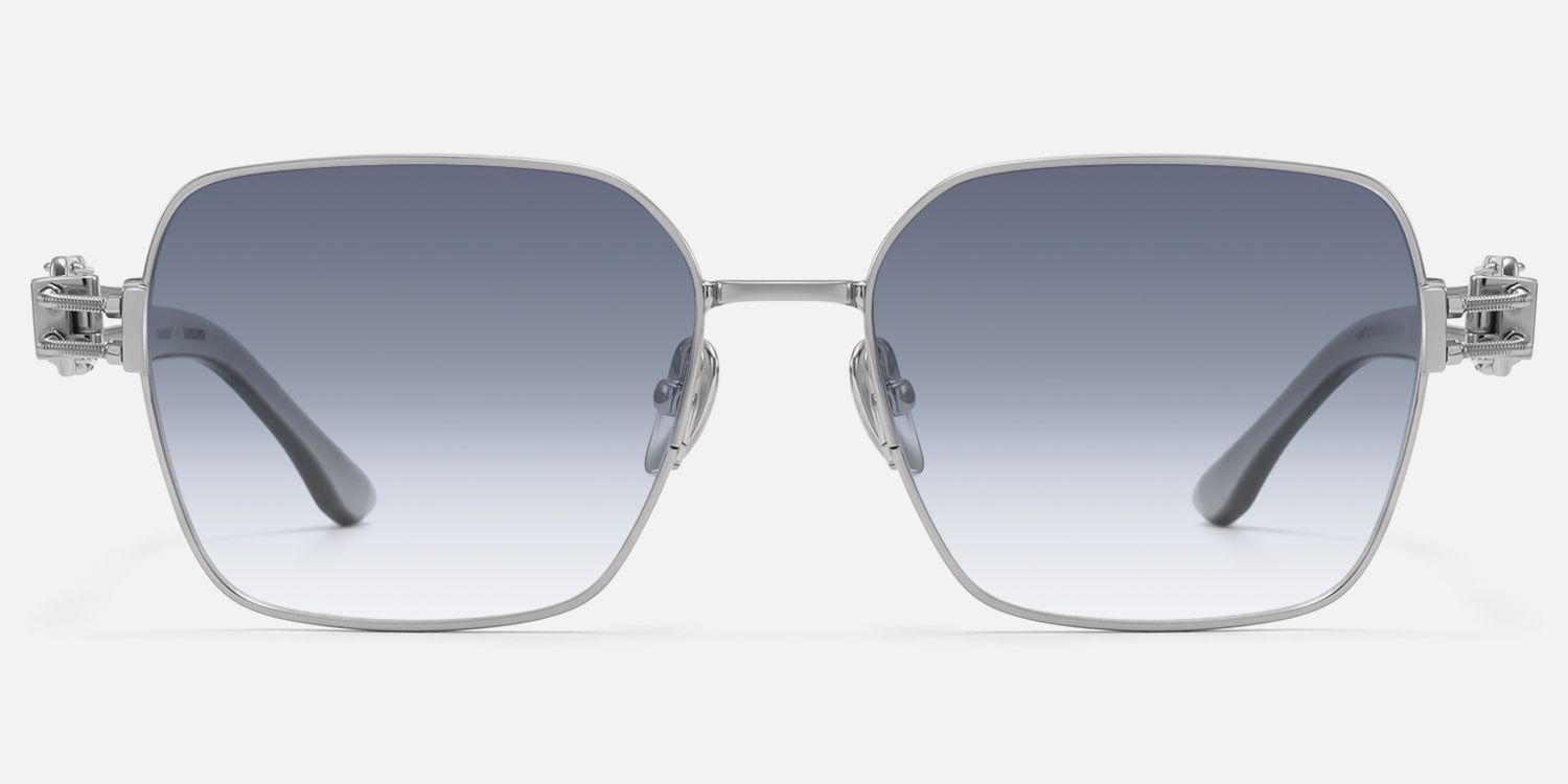 The Architect - Silver Gradient Gray Sunglasses by Vooglam - Angle View