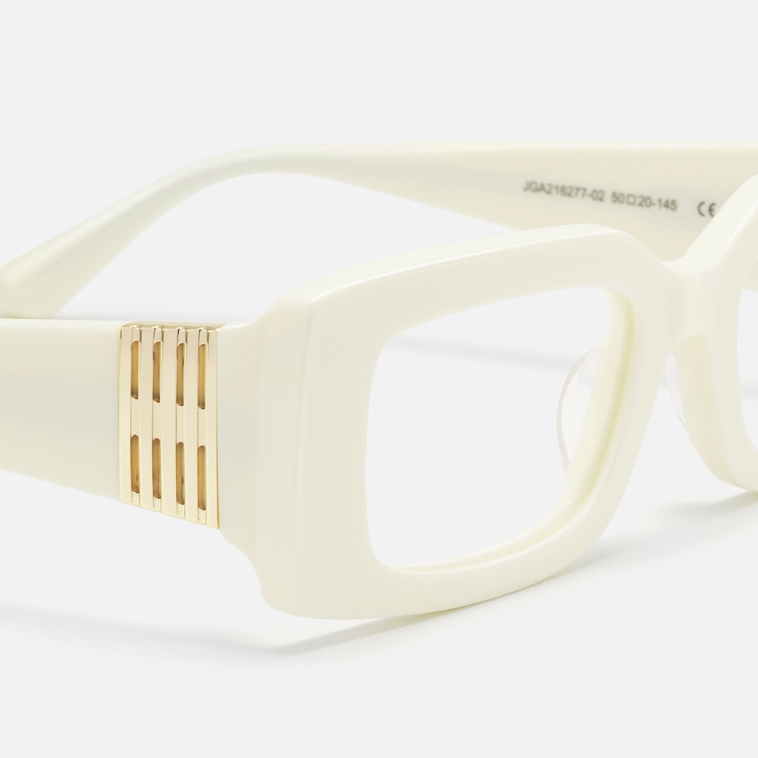 Aurelia - Off White Narrow Rectangle Glasses by Vooglam - Design Details