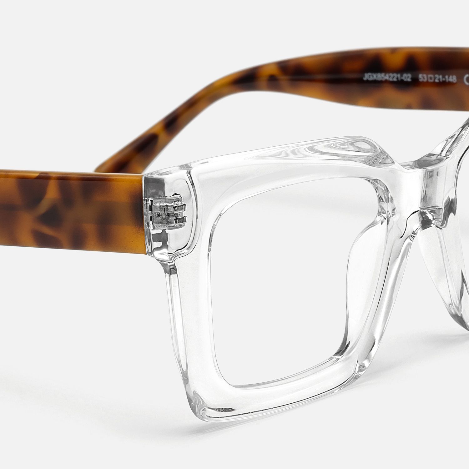 Pacheco - Tortoise Oversized Clear Square Glasses by Vooglam - Design Details