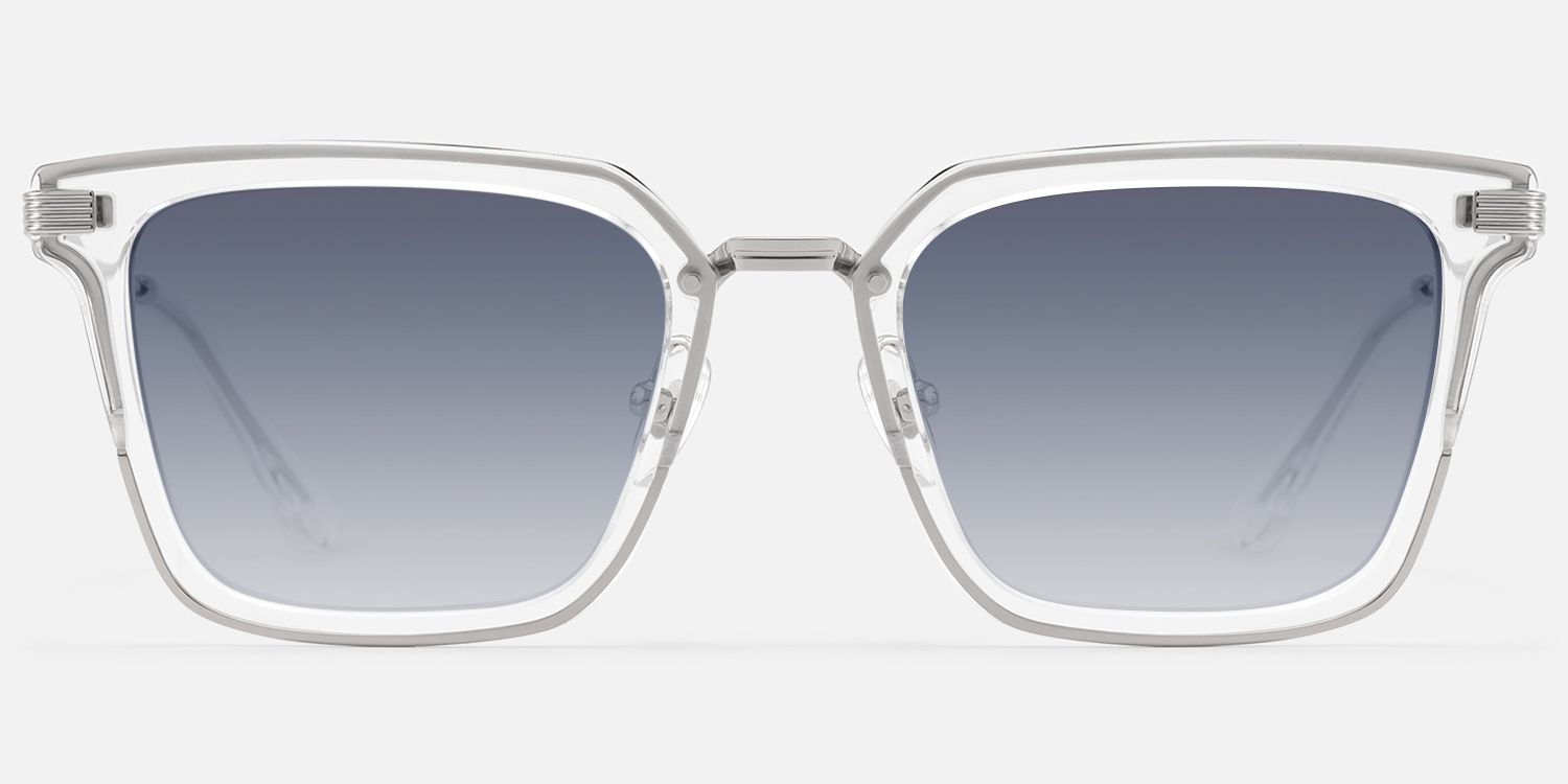 Kassel - Gray Tint Large Transparent Sunglasses by Vooglam - Angle View
