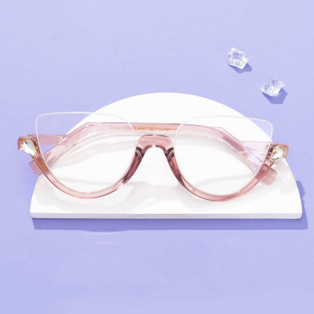 Sylvia - Cat Eye Pink Eyeglasses | Vooglam On Model