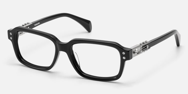 Anacortes - Silver Black Guitar Temple Glasses by Vooglam