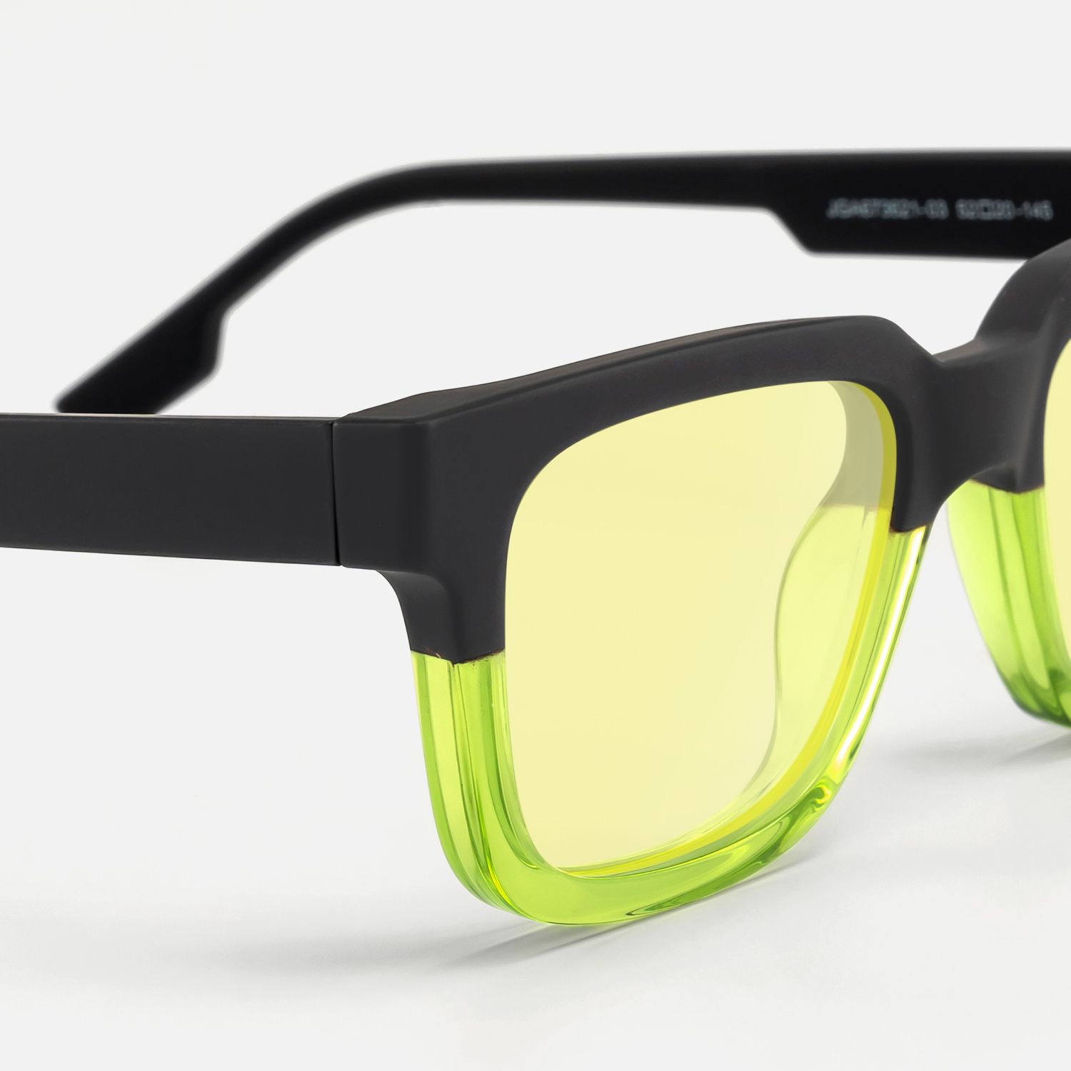 Strobe - Yellow Tint Lime Green Rave Sunglasses by Vooglam - Design Details