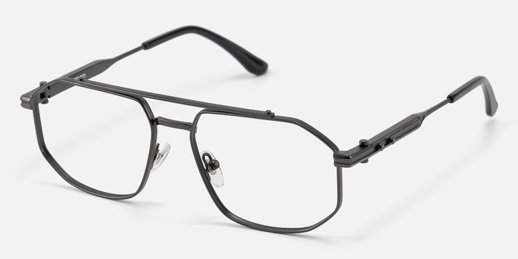 Ando - Matte Black Geometric Metal Glasses by Vooglam