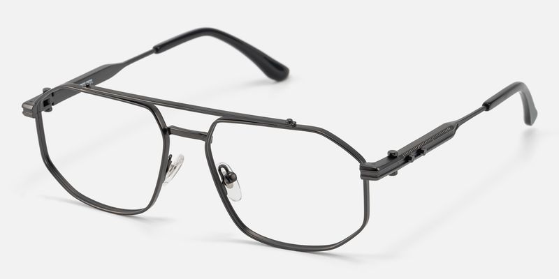Ando - Matte Black Geometric Metal Glasses by Vooglam