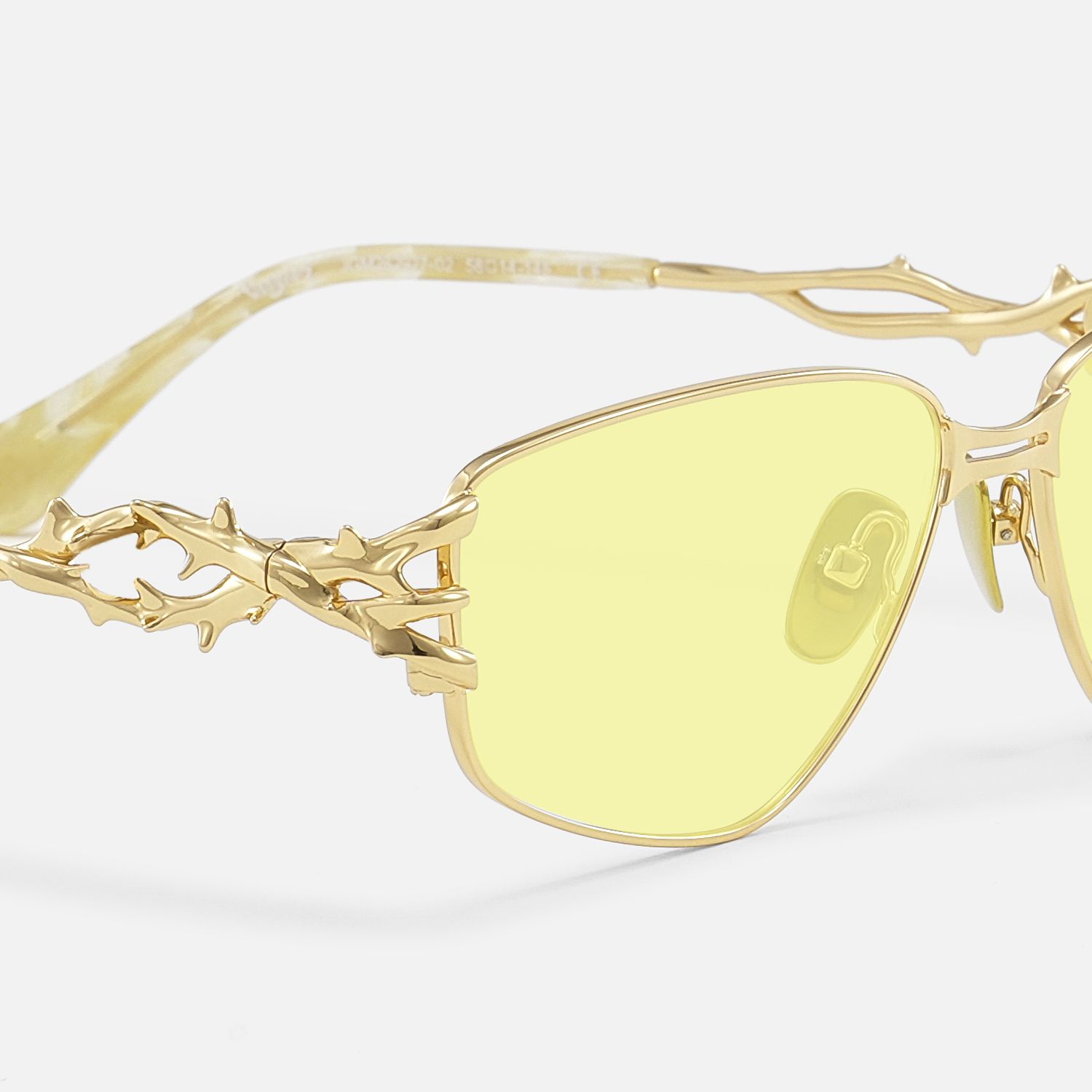 Spine - Gold Yellow Tinted Sunglasses by Vooglam - Design Details