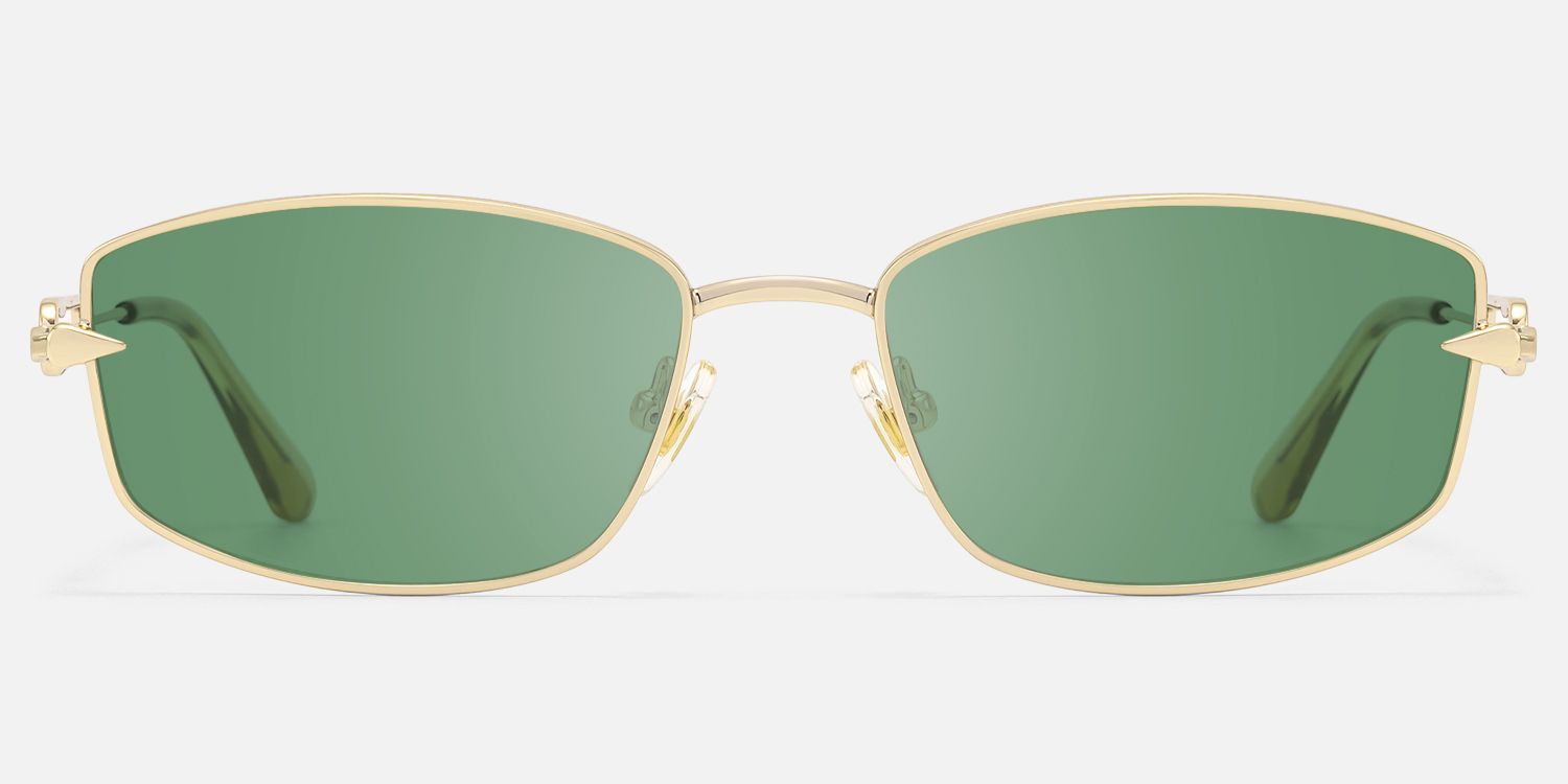 Bladework - Dark Green Tint Narrow Sunglasses by Vooglam - Angle View