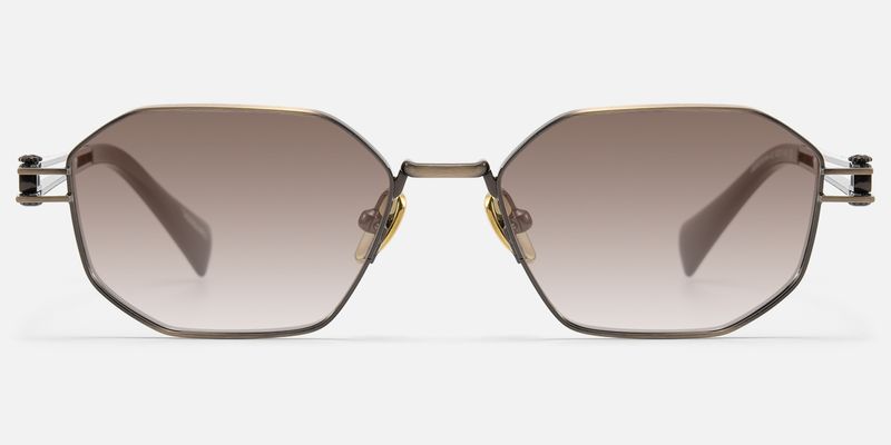 Loos - Gold Double Wire Geometric Sunglasses by Vooglam
