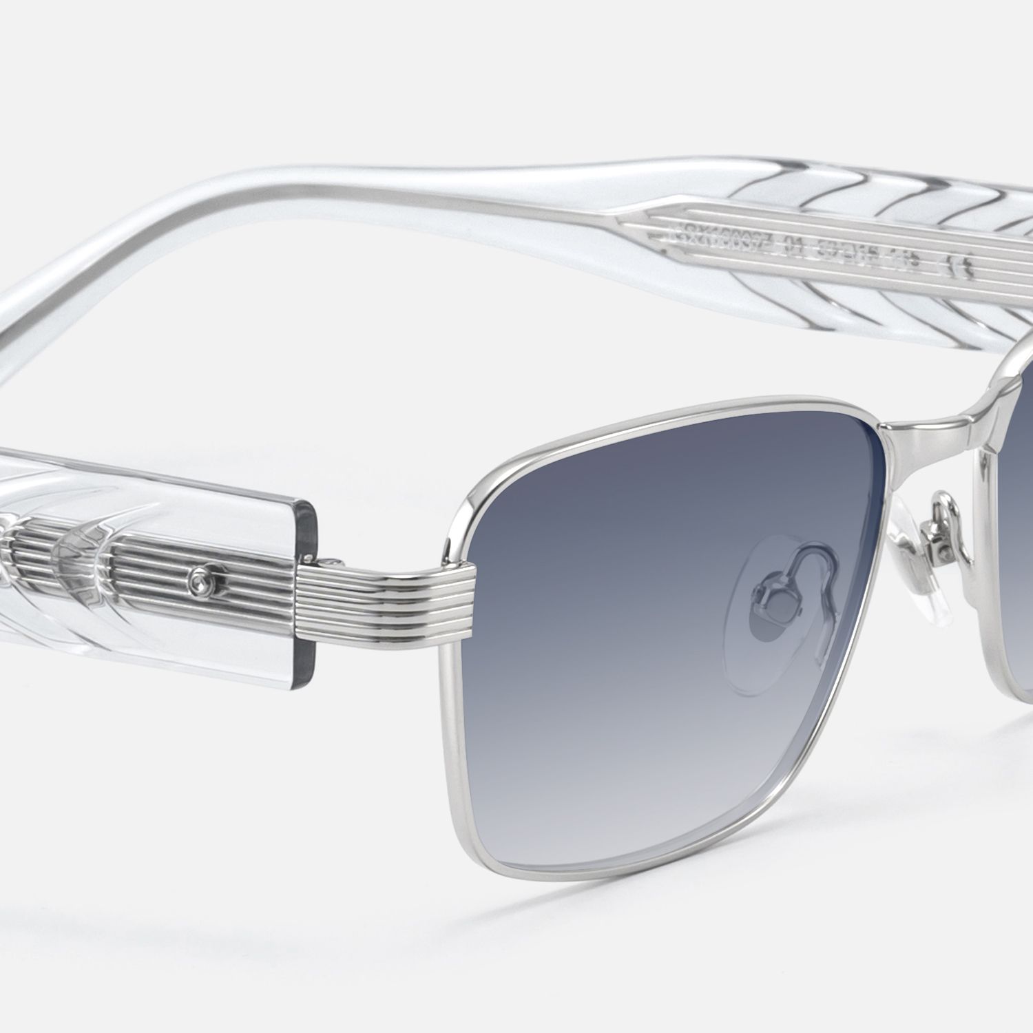 Toyo - Silver Exposed Metal Pin Sunglasses by Vooglam - Design Details