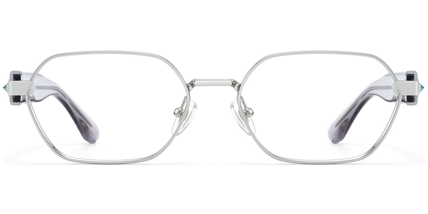 Orion - Silver & Clear Geometric Glasses by Vooglam Product Details 1