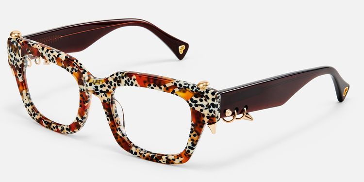 Sabrina - Leopard Print Piercing Glasses by Vooglam