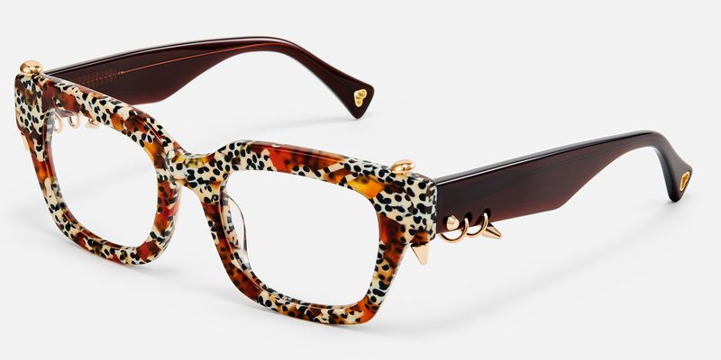Sabrina - Leopard Print Piercing Glasses by Vooglam