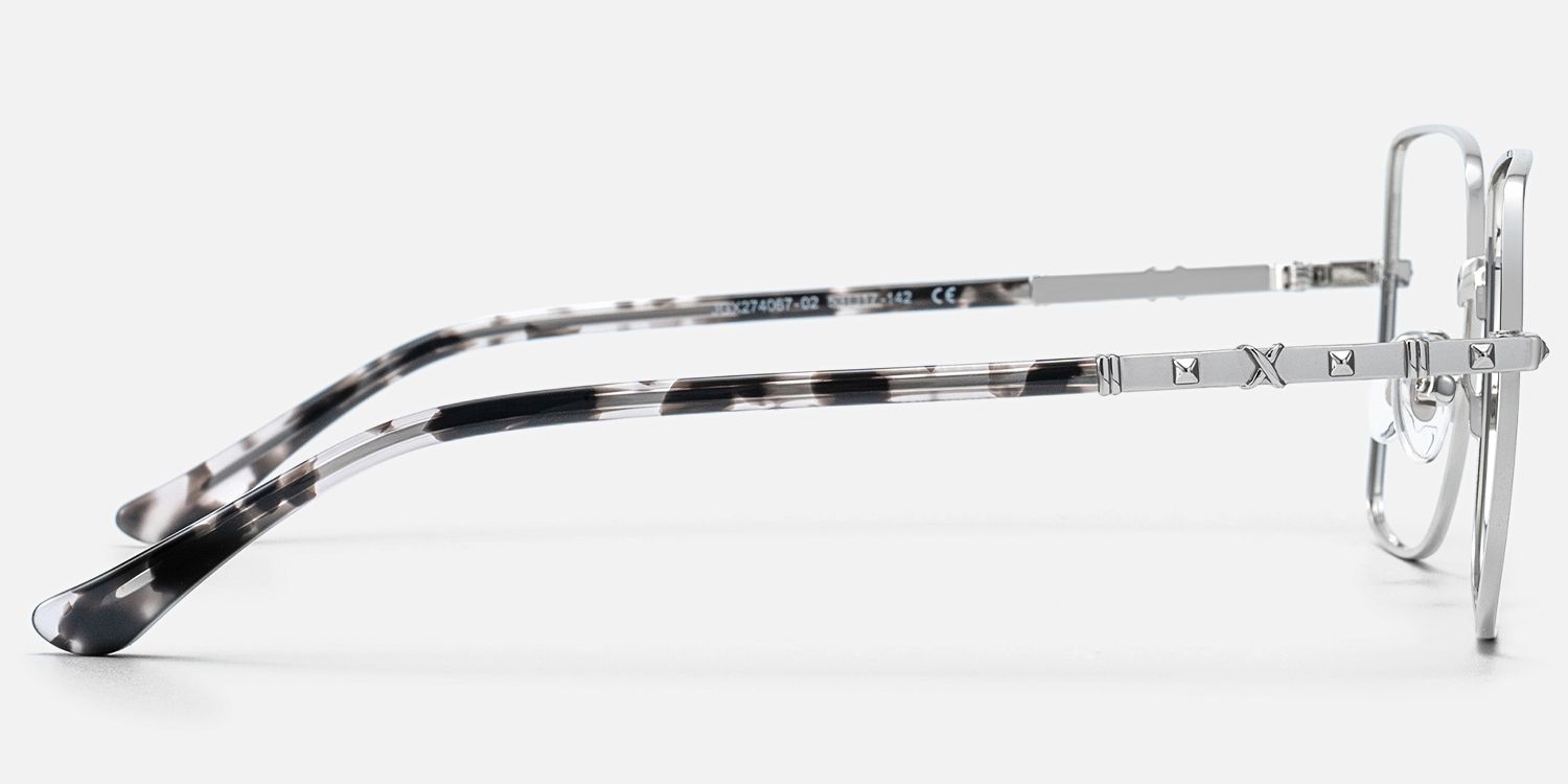 Devereux - Thin Metal Square Silver Eyeglasses by Vooglam - Side View