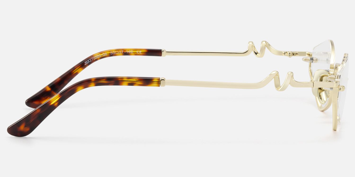 Niseko - Shiny Gold Tortoise Half Rim RX Glasses by Vooglam - Side View