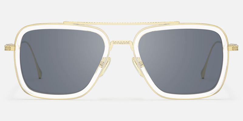Alvira - Clear Aviator Sunglasses Gold Frame by Vooglam