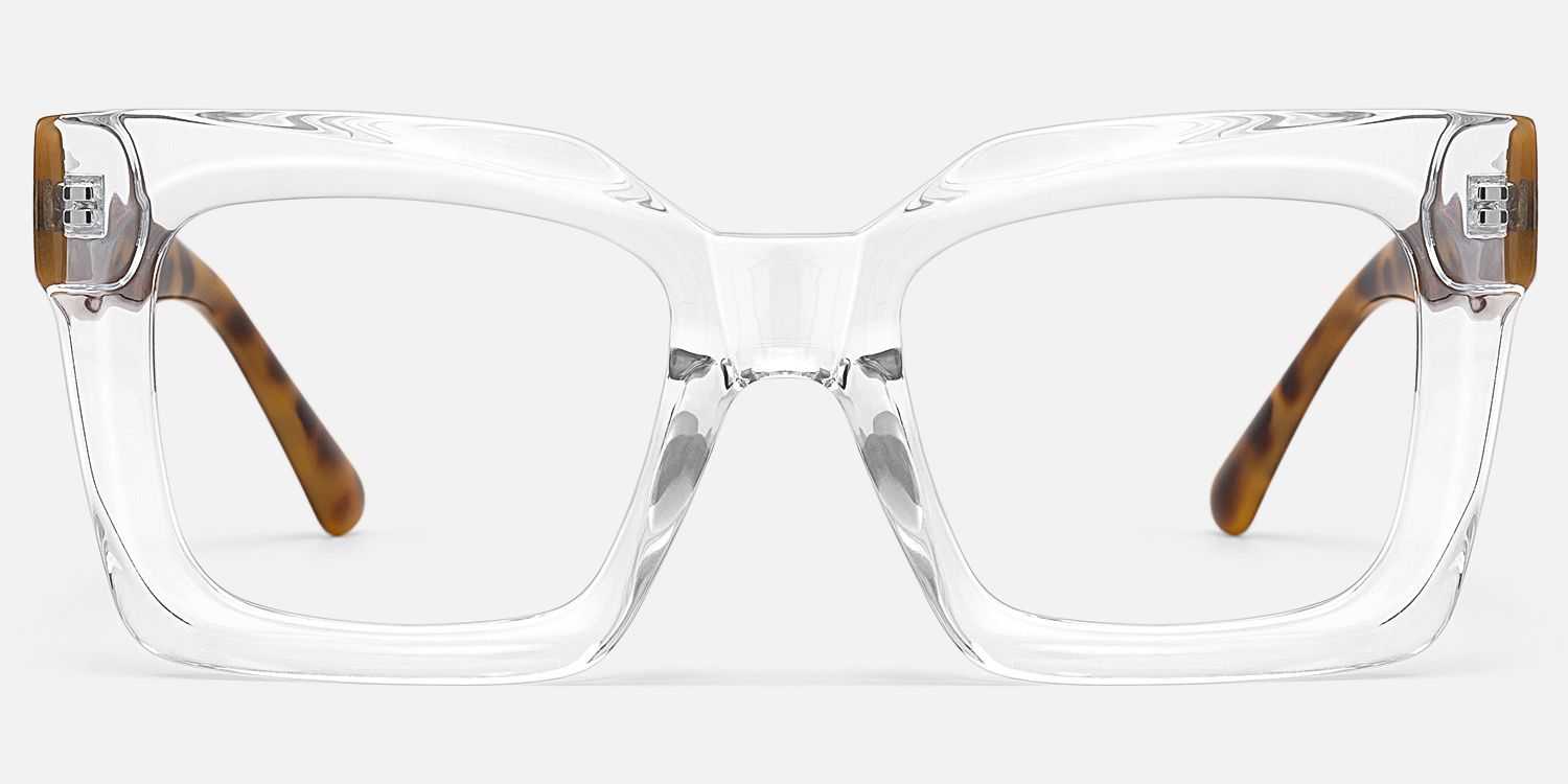 Pacheco - Tortoise Oversized Clear Square Glasses by Vooglam - Angle View
