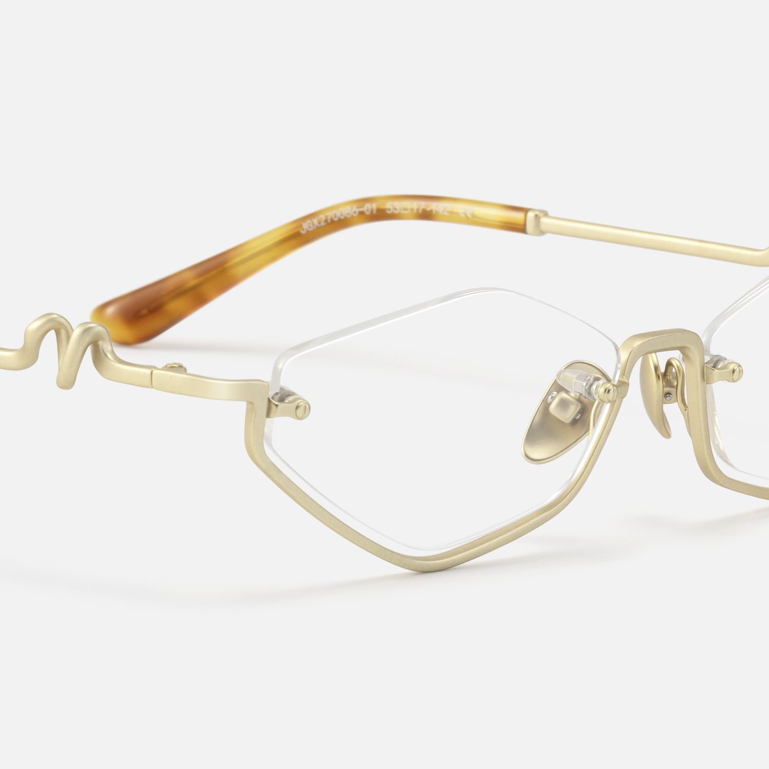 Niseko - Matte Brushed Gold Geometric Glasses by Vooglam - Design Details