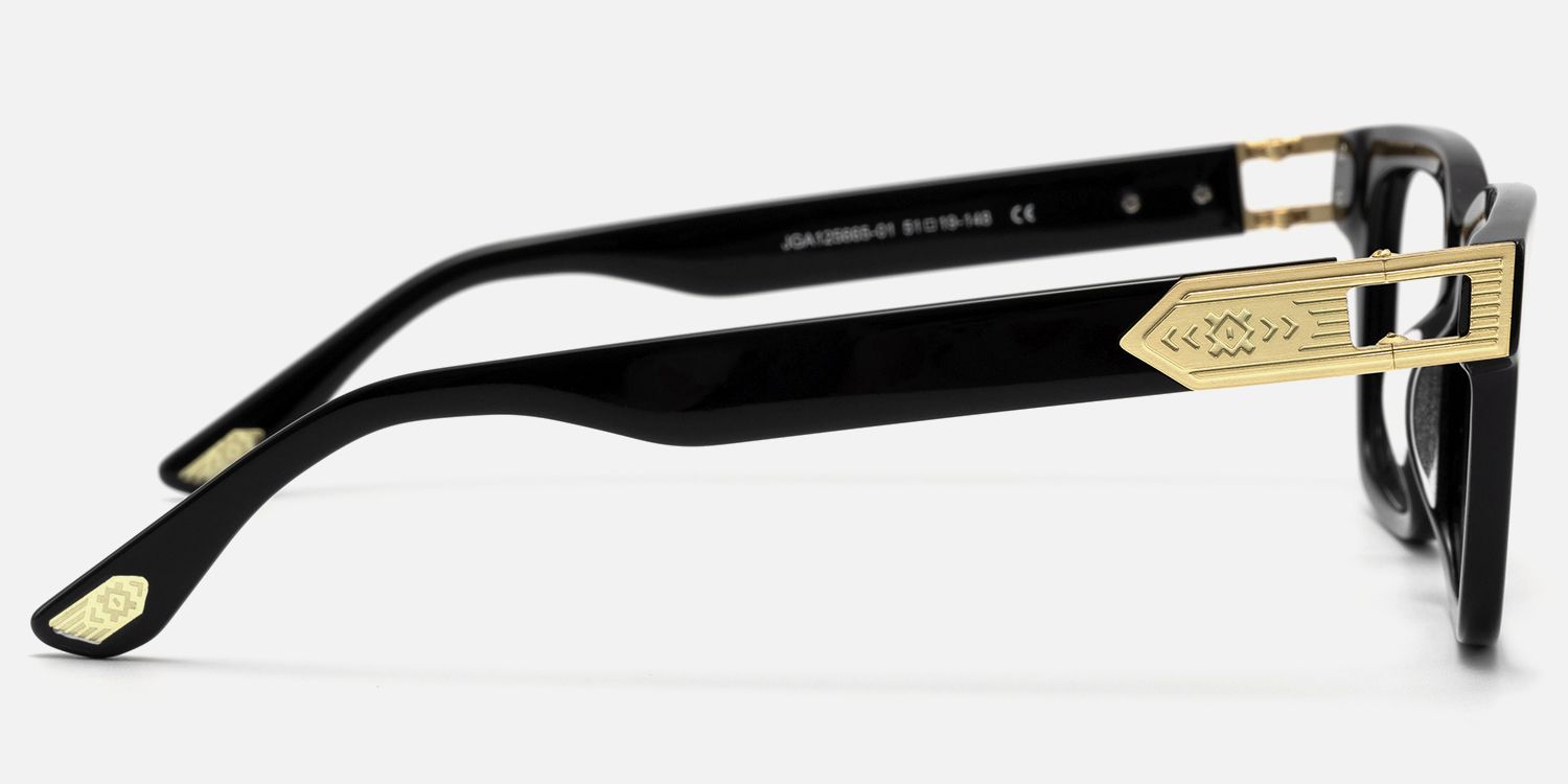 Legacy - Rectangle Black Eyeglasses by Vooglam - Side View