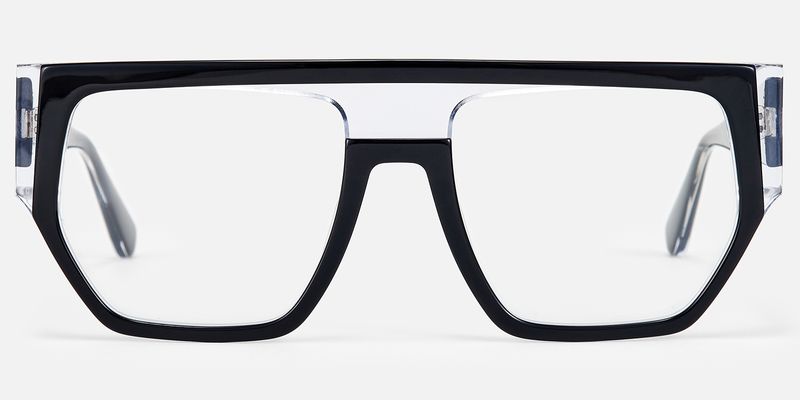 Inerney - Black Clear Flat Top Aviator Glasses by Vooglam