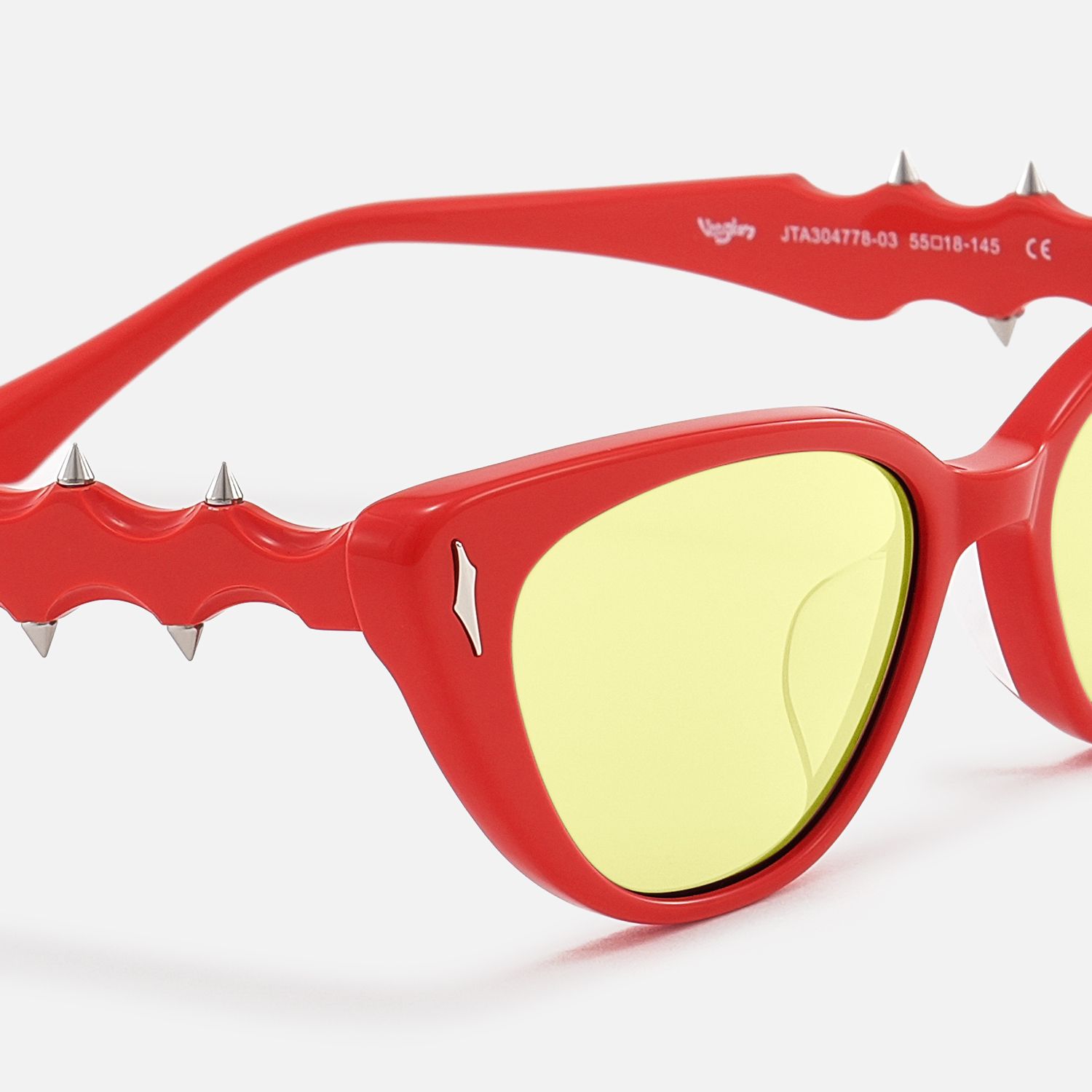 As If - Red Cat Eye Yellow Tinted Glasses by Vooglam - Design Details