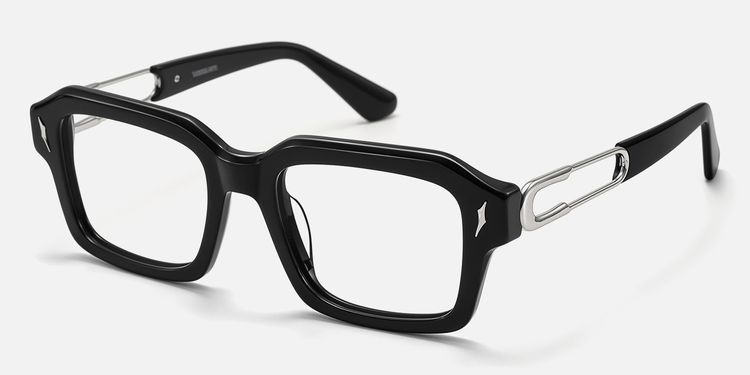 Blindspot - Safety Pin Square Black Glasses by Vooglam