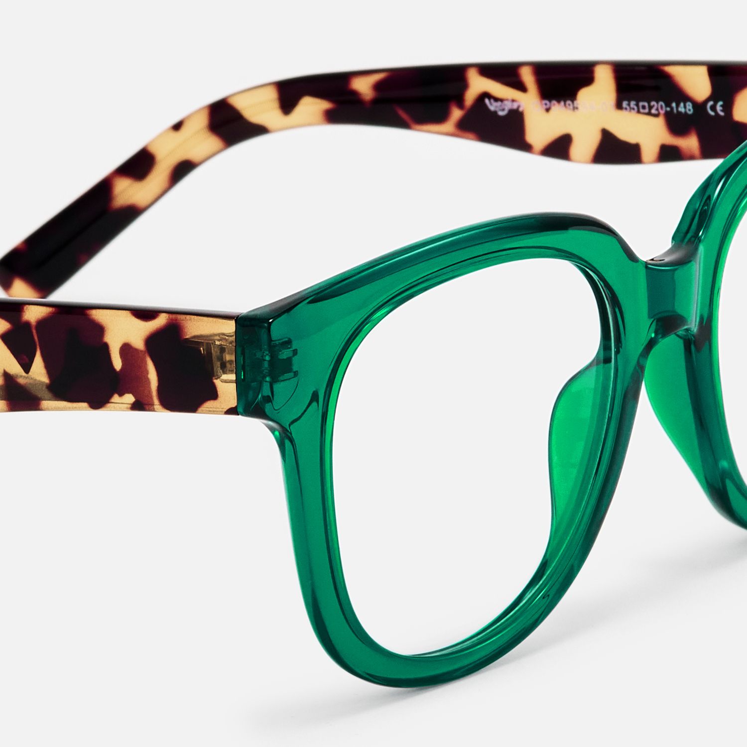 Vernetta - Clear Green Frame Glasses with Tortoise by Vooglam - Design Details