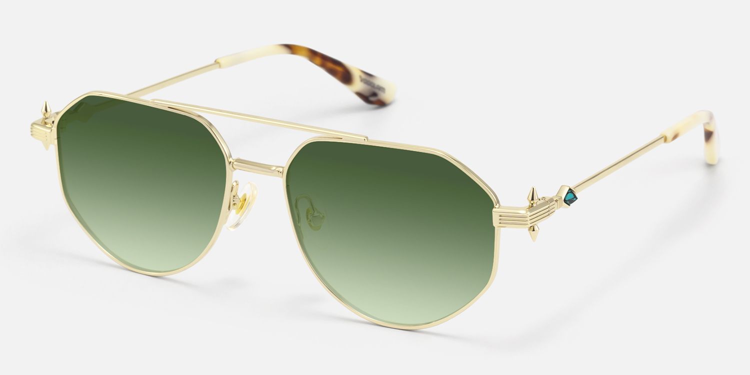Aegis - Green Gradient Aviator Sunglasses by Vooglam - Front View