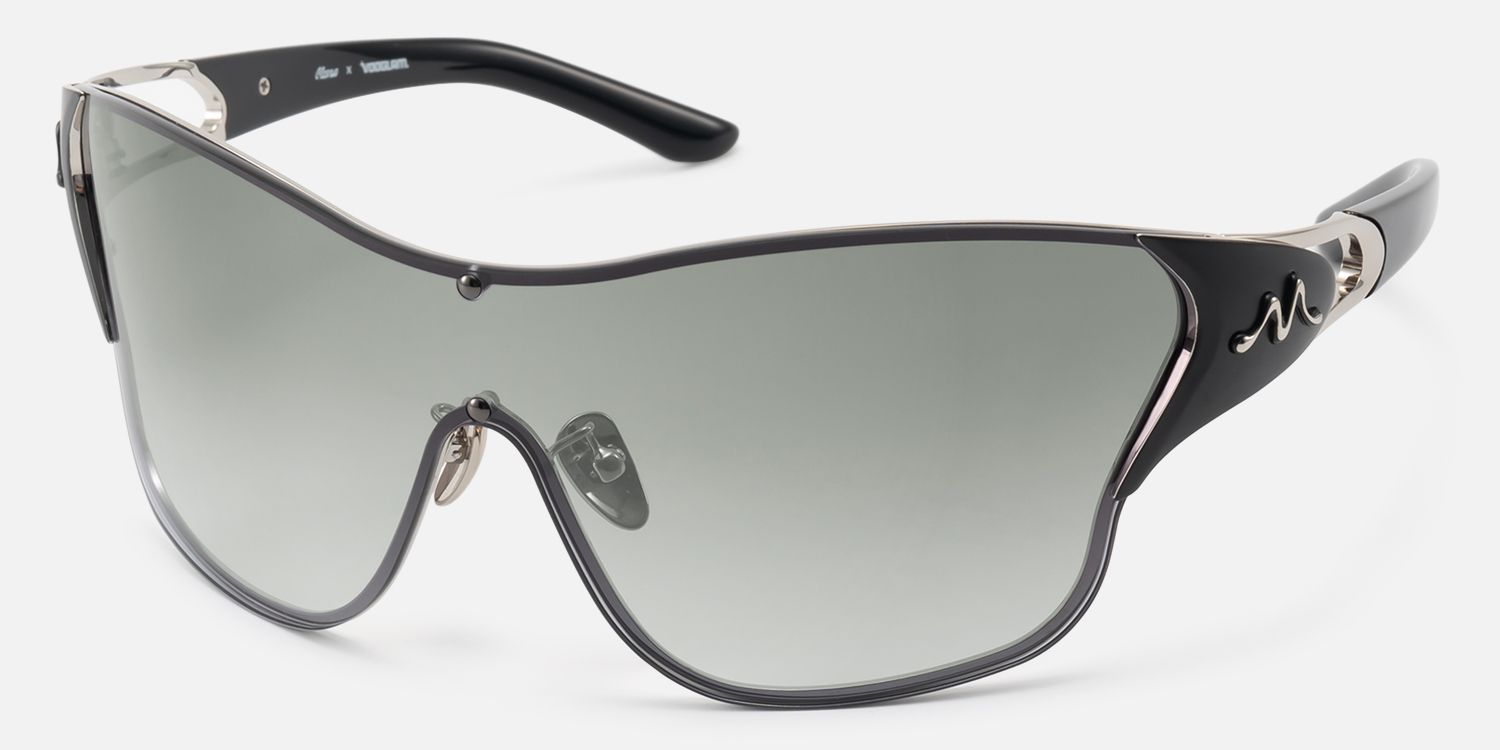 Suzuka - Black Shield Shades with Graident Tint by Vooglam - Front View