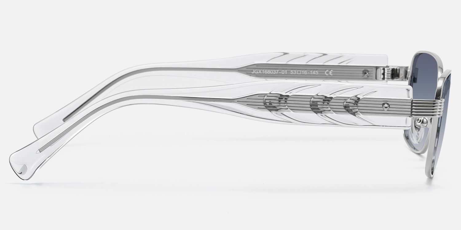 Toyo - Silver Exposed Metal Pin Sunglasses by Vooglam - Side View